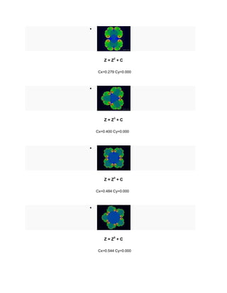 
Z = Z2
+ C
Cx=0.279 Cy=0.000

Z = Z3
+ C
Cx=0.400 Cy=0.000

Z = Z4
+ C
Cx=0.484 Cy=0.000

Z = Z5
+ C
Cx=0.544 Cy=0.000
 
