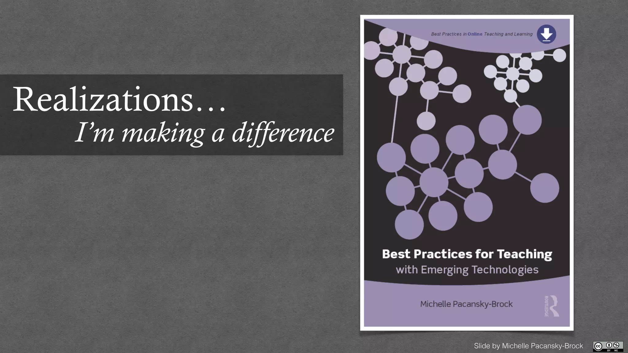 Realizations…
I’m making a difference
Slide by Michelle Pacansky-Brock
 