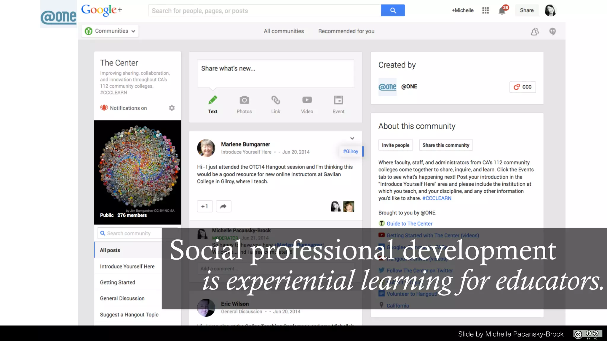 Slide by Michelle Pacansky-Brock
Social professional development
is experiential learning for educators.
 