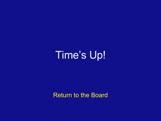 Time’s Up! Return to the Board 