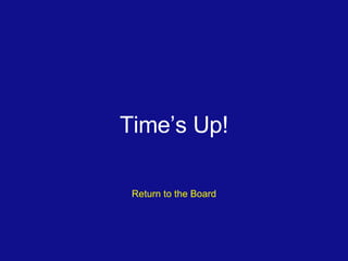 Time’s Up! Return to the Board 