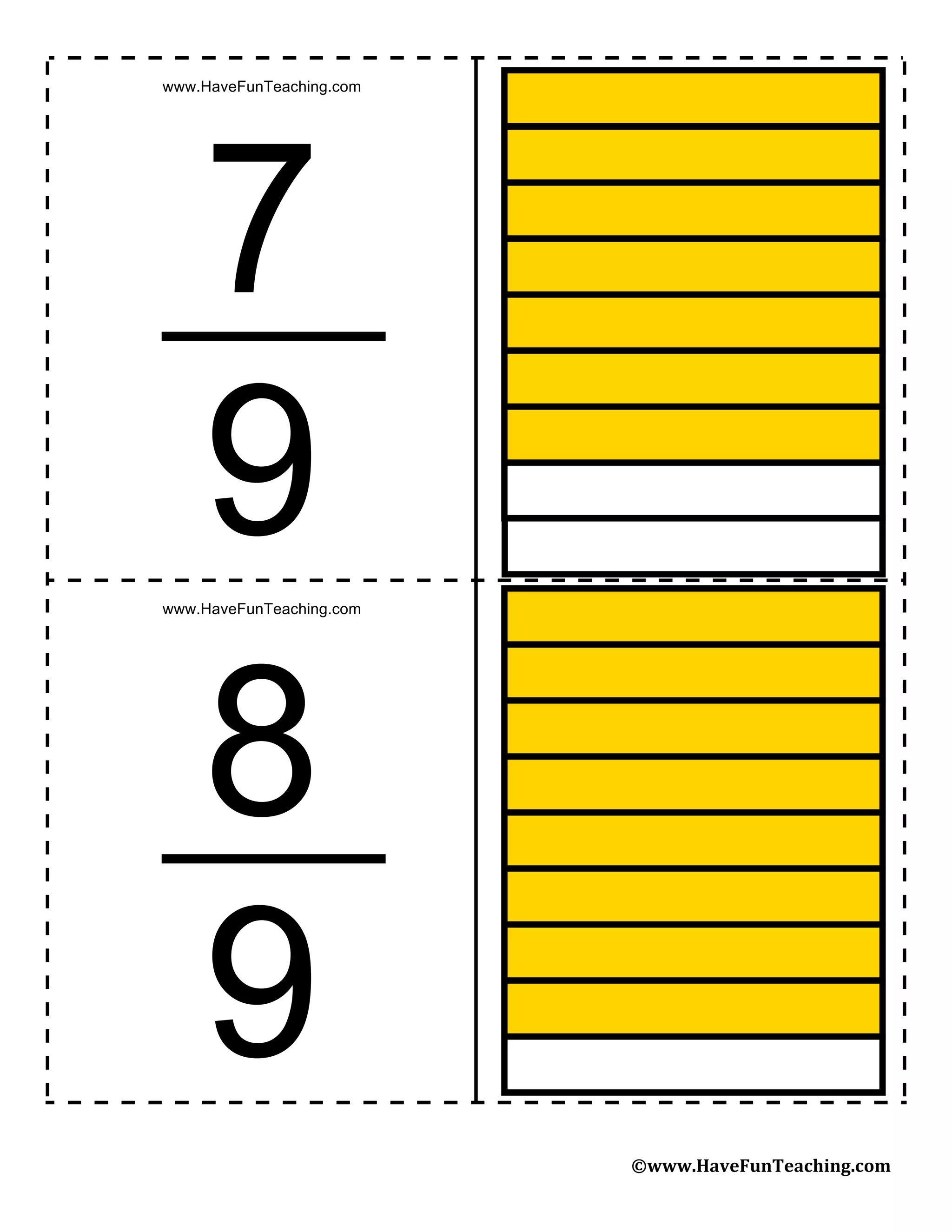Fraction flash-cards