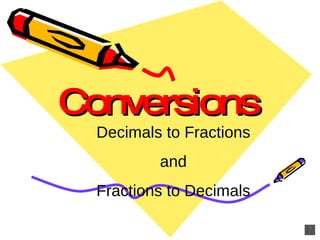 Conversions Decimals to Fractions and Fractions to Decimals 