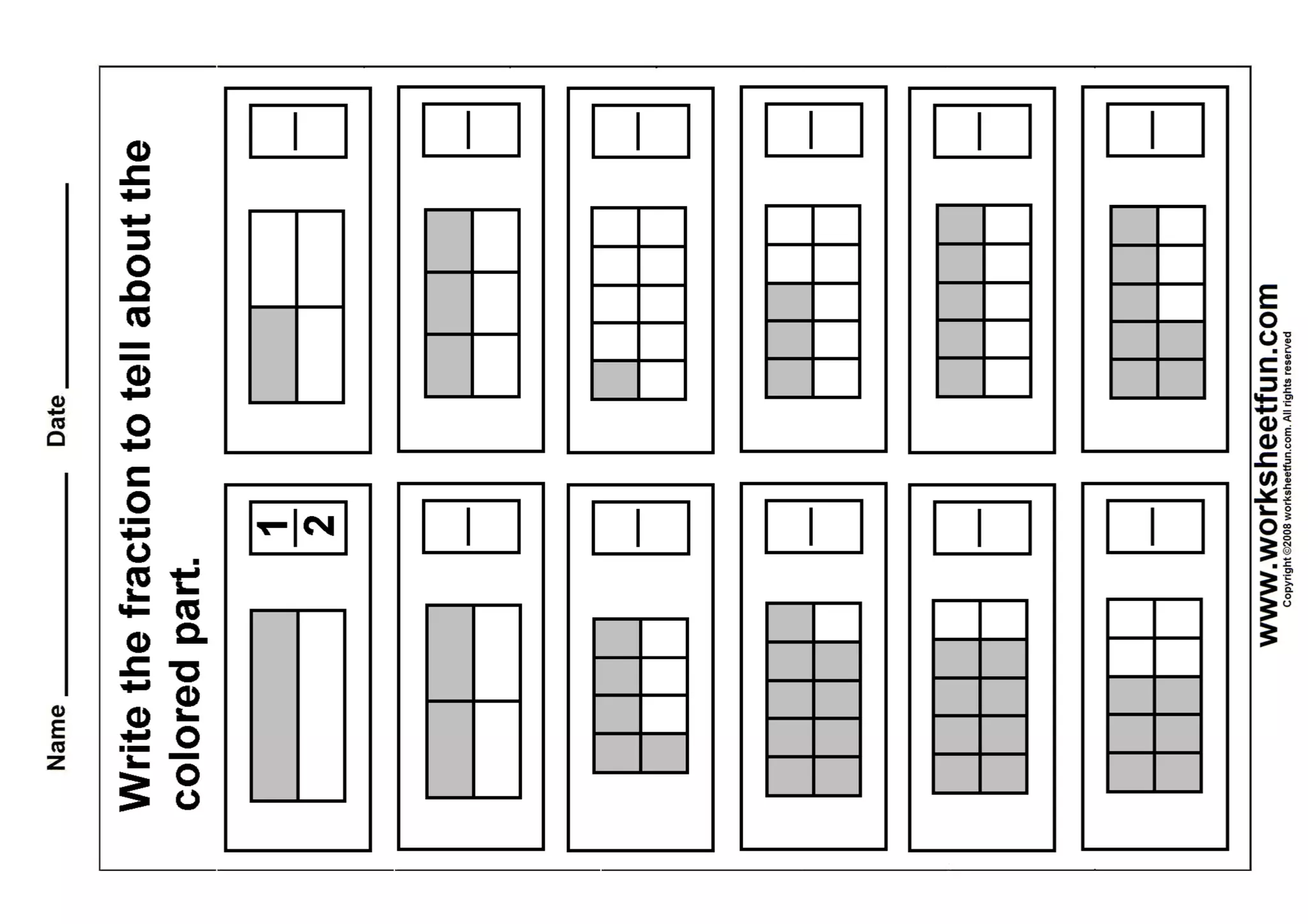 Fraction write worksheet 3 | PDF