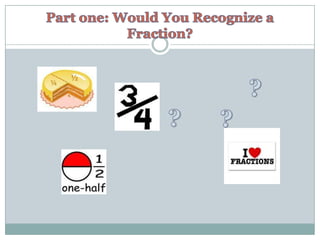 Part one: Would You Recognize a Fraction????