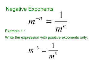 Fractional and Negative Exponents | PPT