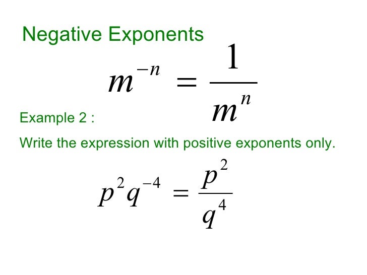 Fractional and negative exponents
