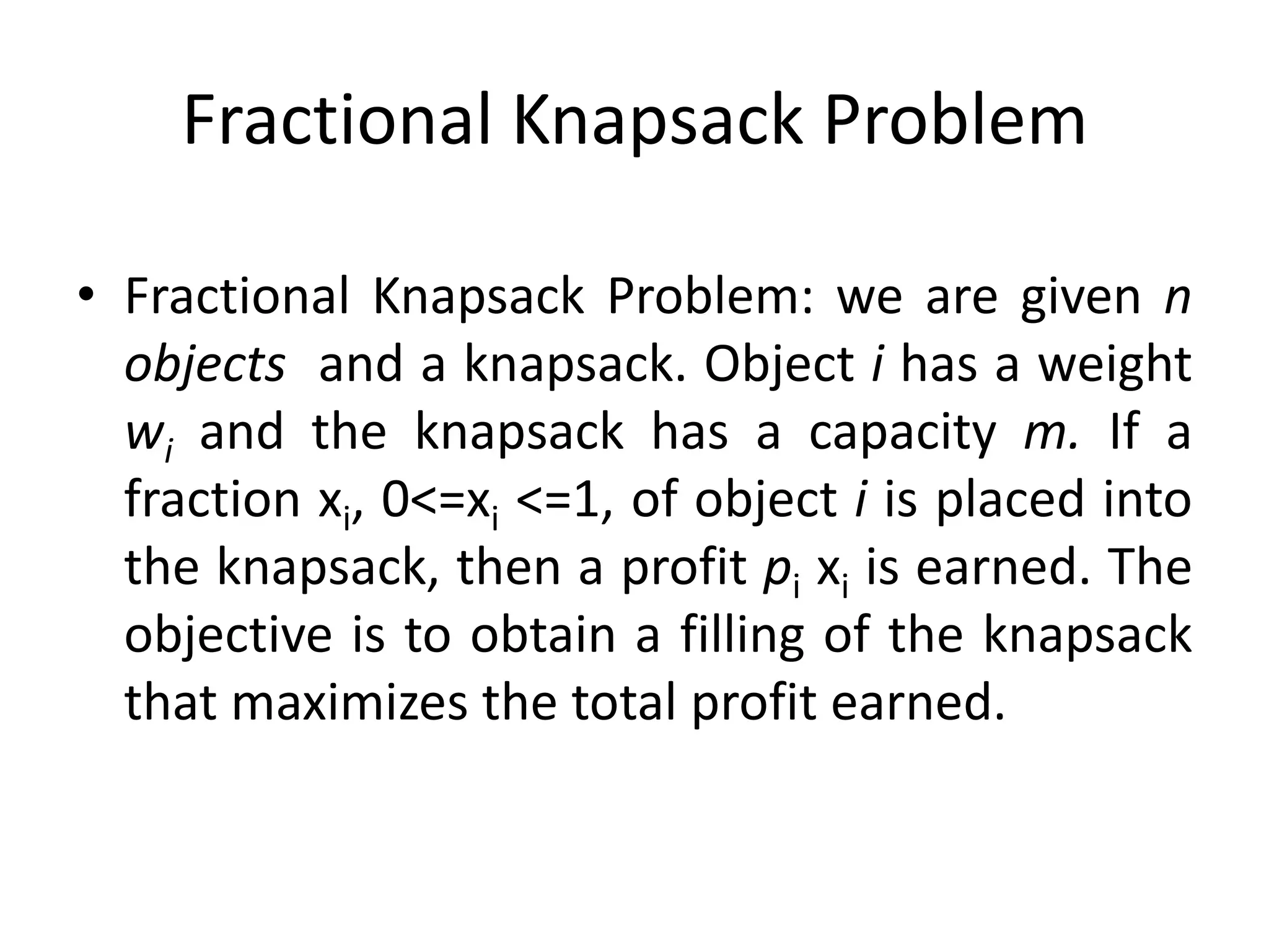 Fractional knapsack class 13 | PPTX