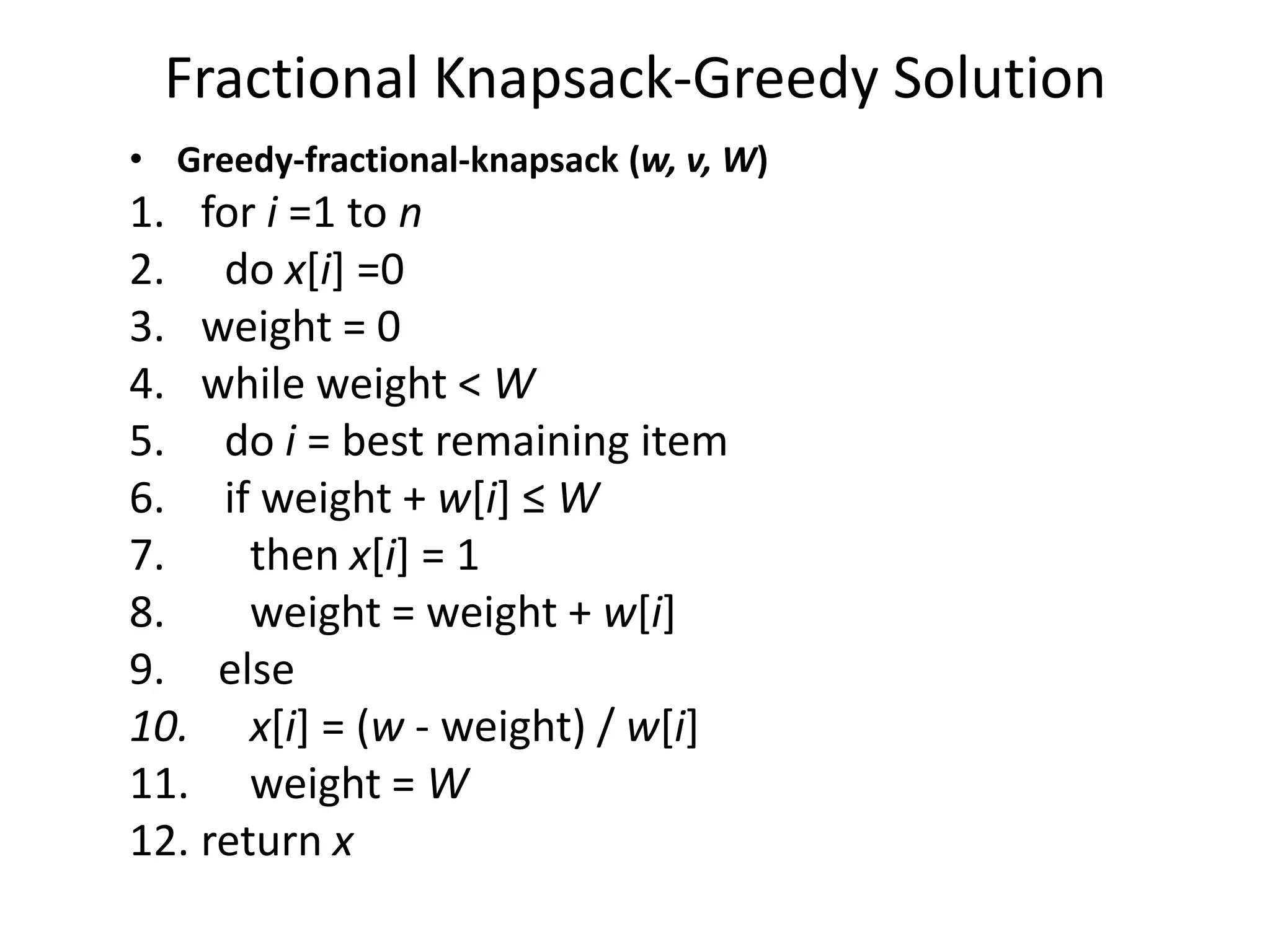 Fractional knapsack class 13 | PPTX