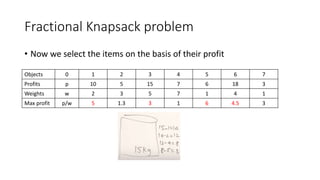 Fractional knapsack problem | PPT