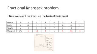 Fractional knapsack problem | PPT