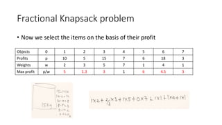 Fractional knapsack problem | PPT