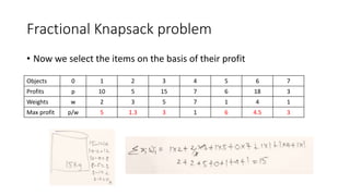 Fractional knapsack problem | PPTX