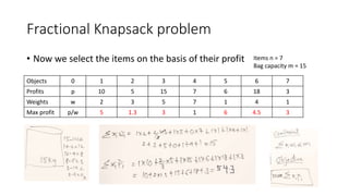 Fractional knapsack problem | PPTX