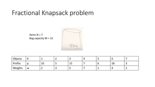 Fractional knapsack problem | PPT