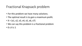 Fractional knapsack problem | PPT