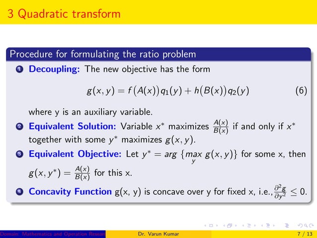 Fractional programming (A tool for optimization) | PPT image.