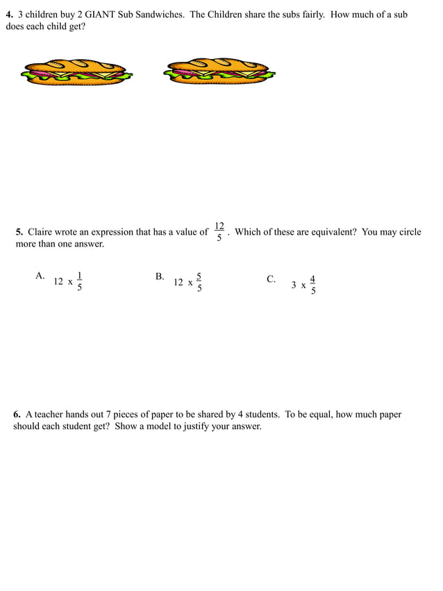 Fraction assessment pdf