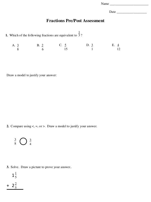 Fraction assessment