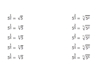 Fraction exponent into radicals examples | PPT