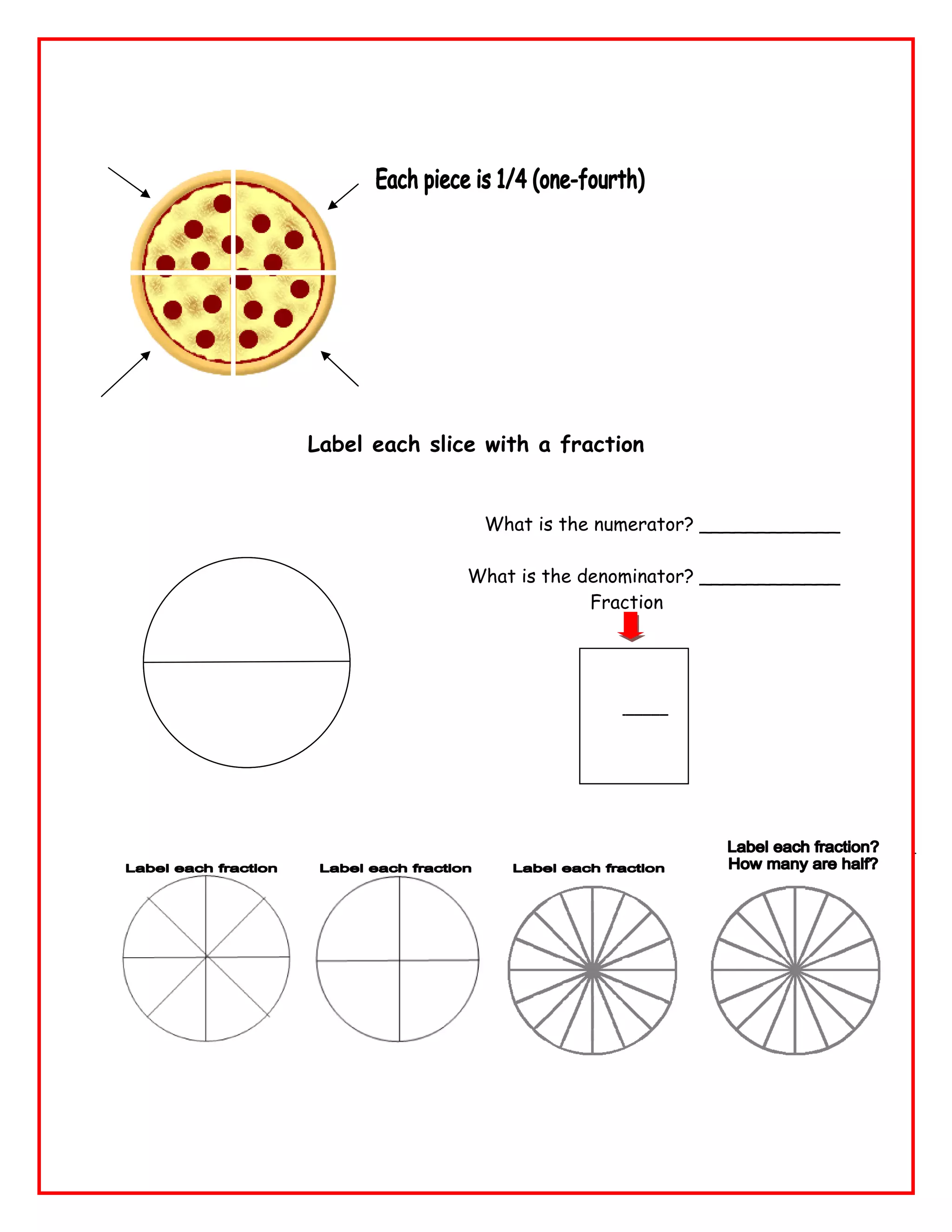 Fraction graphic organizers PDF