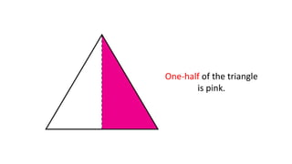 One-half of the triangle
is pink.
 