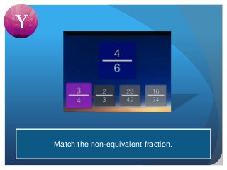 Match the non-equivalent fraction.
 