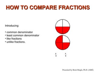 HOW TO COMPARE FRACTIONS   ,[object Object],[object Object],[object Object],[object Object],[object Object],Presented by Brent Daigle, Ph.D. (ABD) 