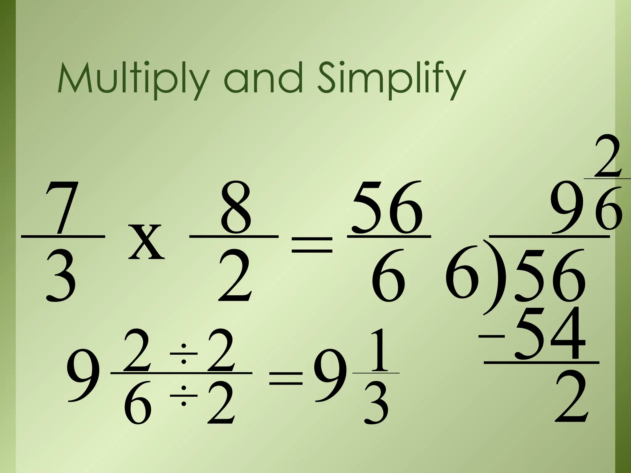 Fractions multiplication of fractions ppt