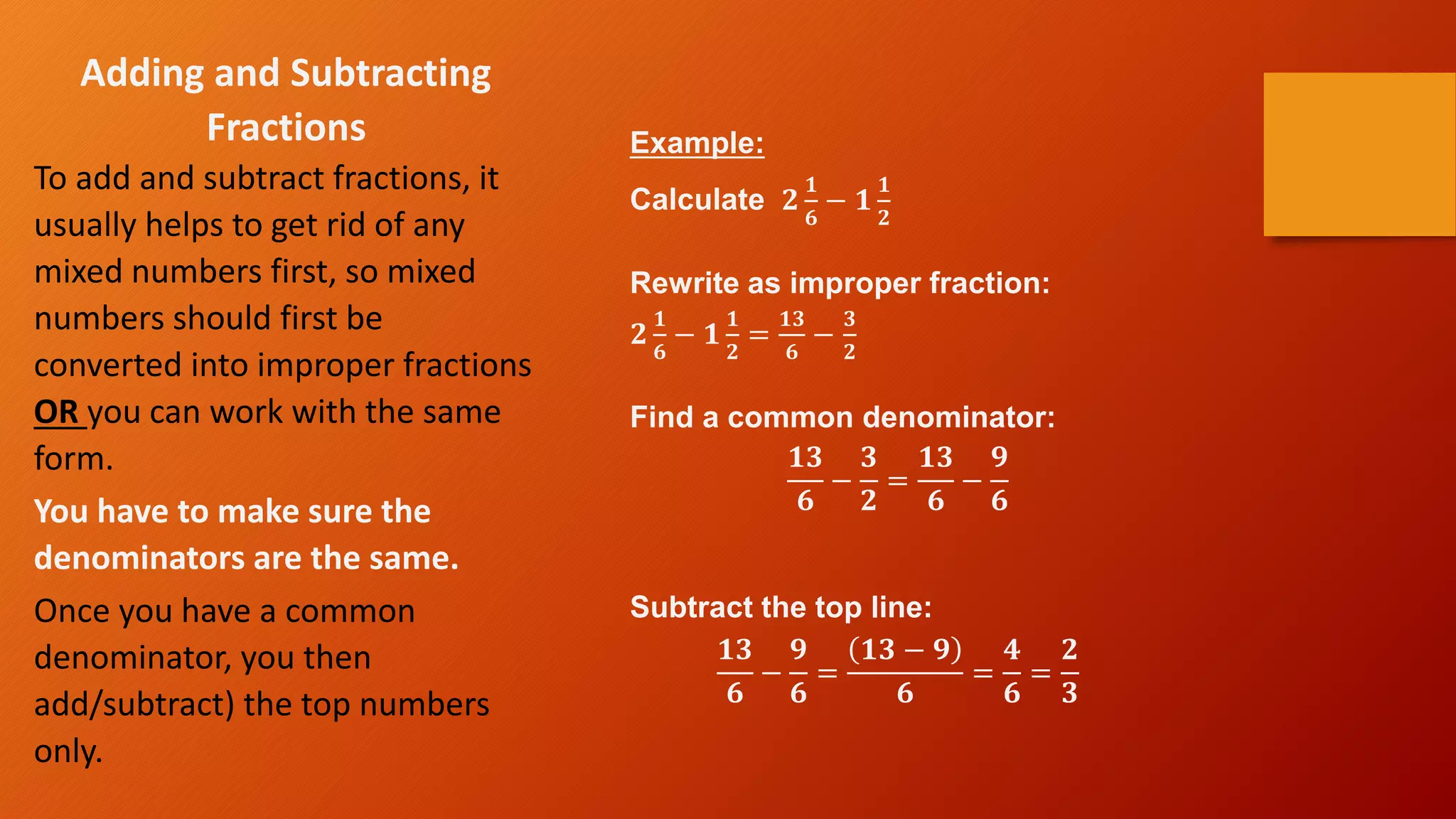Fractions (addition, subtraction, rounding, fraction of amounts).pptx ...