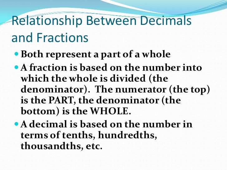 Fractions And Decimals Fractions And Decimals