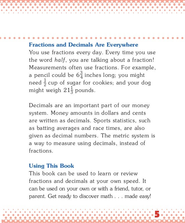 Fractions And Decimals Made Easy Fractions And Decimals Made Easy