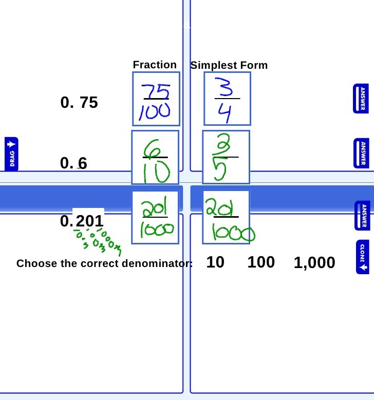 fractions and decimals more practice 12 09 hex 75 in simplest form