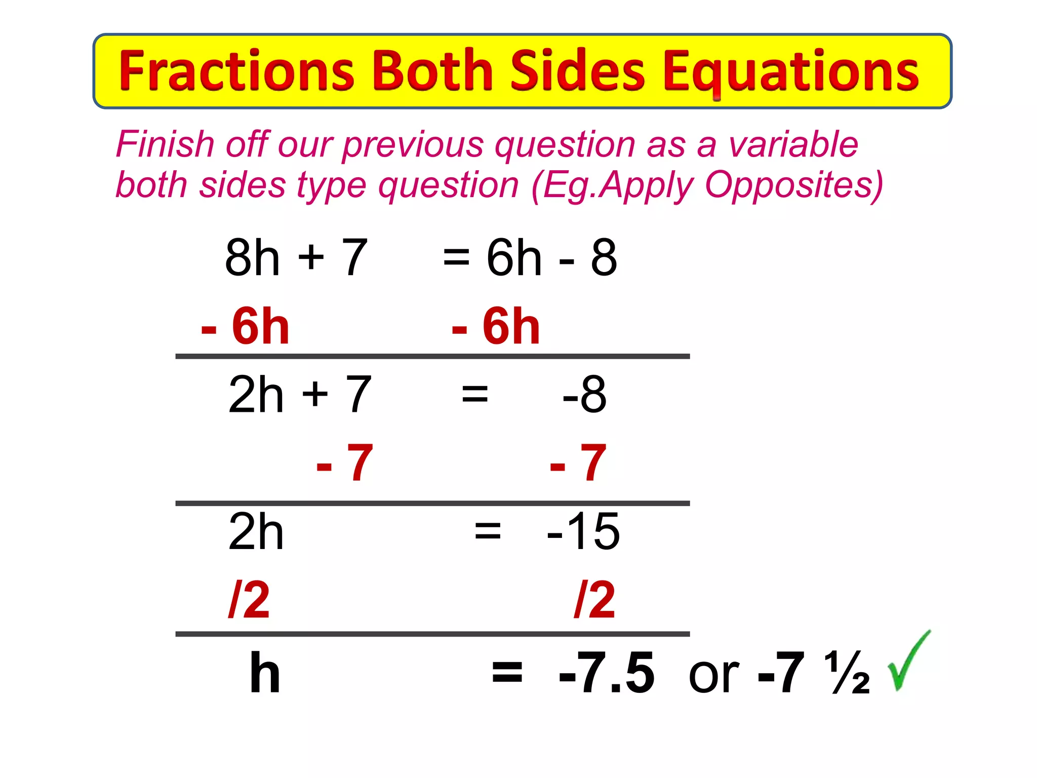 Equations with Fractions on Both Sides | PPTX
