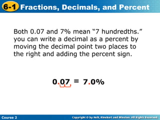 Fractions decimals and percents | PPT
