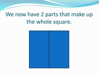 We now have 2 parts that make up
the whole square.

 
