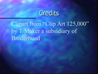 Credits Clipart from Clip Art 125,000  by T/Maker a subsidiary of  Broderbund 
