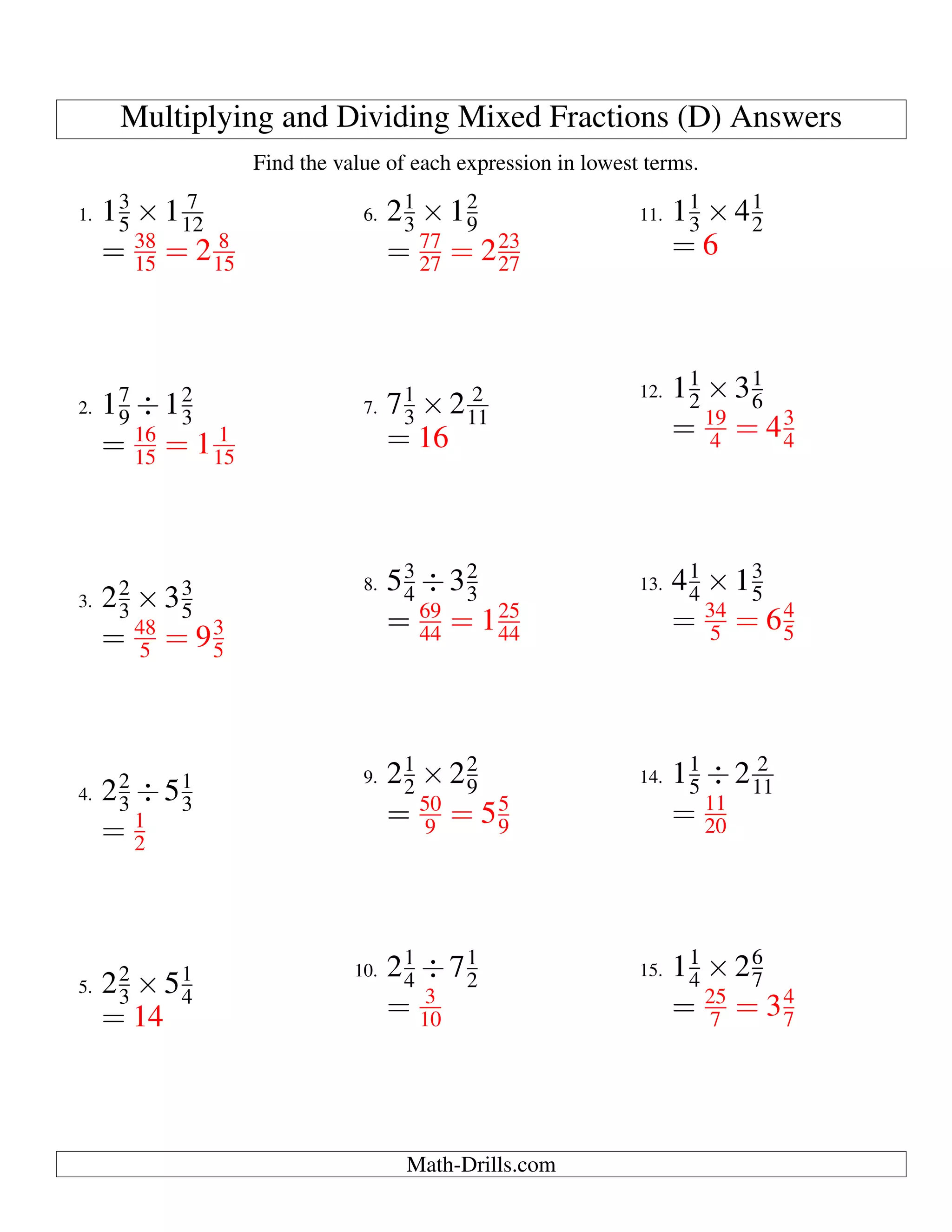 Fractions multdiv mixed_004 | PDF