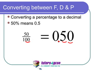 Fractions percentages lesson 6c | PPT