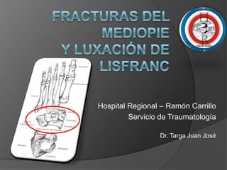 Hospital Regional – Ramón Carrillo
Servicio de Traumatología
Dr. Targa Juan José

 