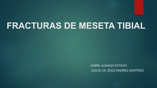 FRACTURAS DE MESETA TIBIAL
GABRIEL ALMANZA ESPINOSA
ASESOR: DR. JESÚS RAMÍREZ MARTÍNEZ
 