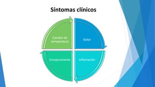Dolor
InflamaciónEnrojecimiento
Cambio de
temperatura
Síntomas clínicos
 