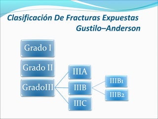 Clasificación De Fracturas Expuestas
Gustilo–Anderson

 