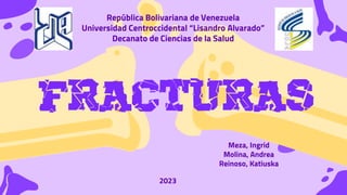 Meza, Ingrid
Molina, Andrea
Reinoso, Katiuska
República Bolivariana de Venezuela
Universidad Centroccidental “Lisandro Alvarado”
Decanato de Ciencias de la Salud
2023
 