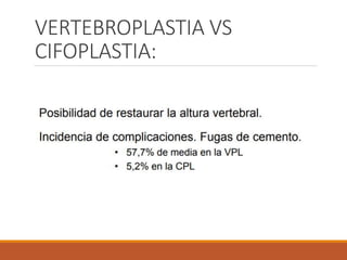VERTEBROPLASTIA VS
CIFOPLASTIA:
 