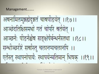 Management……..
15-09-2020
Fracture & Dislocation in Ayurved-Dr
Mahesh Kumar
19
 