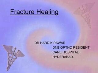 Fracture Healing DR HARDIK PAWAR  DNB ORTHO RESIDENT.                     CARE HOSPITAL ,                    HYDERABAD. 