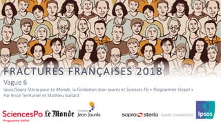 FRACTURES FRANÇAISES 2018
Vague 6
Ipsos/Sopra Steria pour Le Monde, la Fondation Jean Jaurès et Sciences Po « Programme Viepol »
Par Brice Teinturier et Mathieu Gallard
 