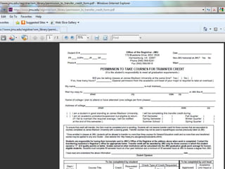 Permission to Take Courses for Transfer Credit




Academic Services Center - www.jmu.edu/cob/asc
 