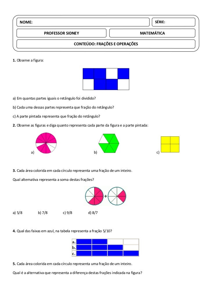 Frações e operações